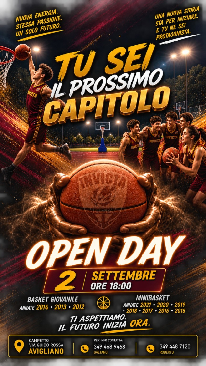 Manifesto Open Day INVICTA Avigliano del 2 settembre